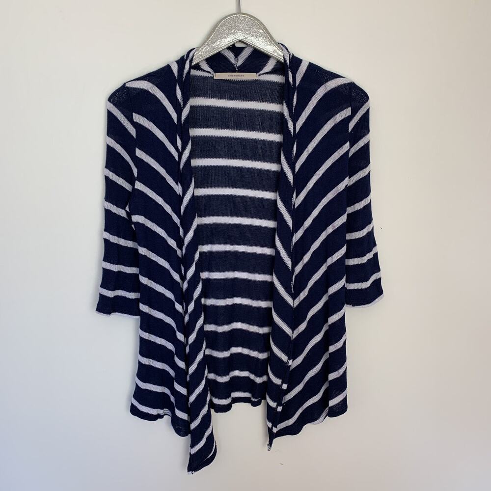 41 Hawthorn Stitch Fix Navy Stripe Open Front Lightweight Cardigan Medium M